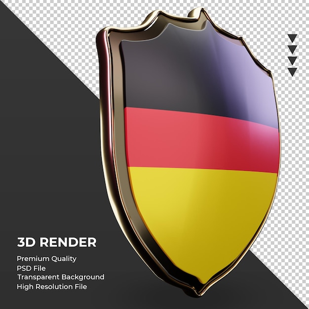 Escudo 3d bandera de alemania renderizado vista izquierda