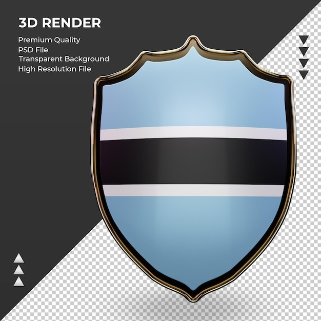 Escudo 3d bandera de Botswana vista frontal de representación