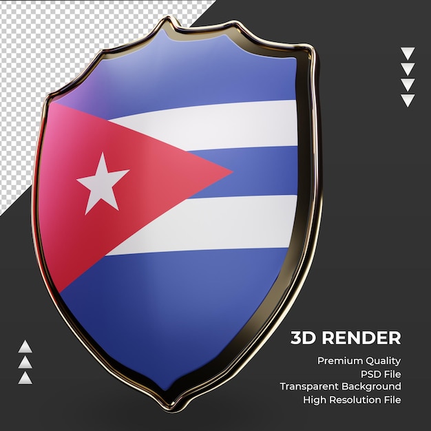 PSD escudo 3d bandera de cuba renderizado vista derecha