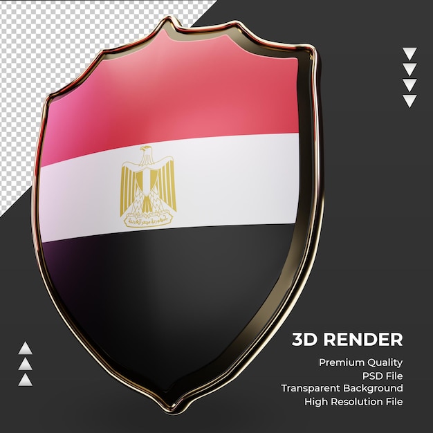 Escudo 3d bandera de egipto renderizado vista derecha