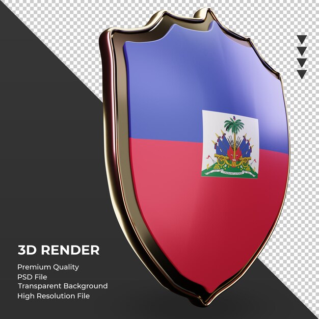 PSD escudo 3d bandera de haití renderizado vista izquierda