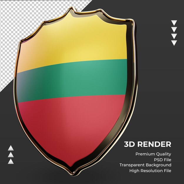 Escudo 3d bandera de lituania renderizado vista derecha