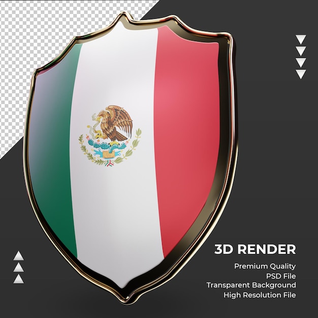 Escudo 3d bandera de México renderizado vista derecha