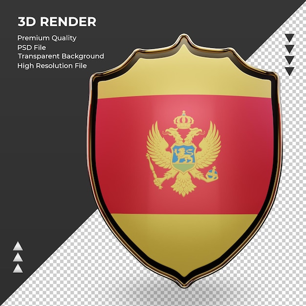 PSD escudo 3d bandera de montenegro renderizado vista frontal