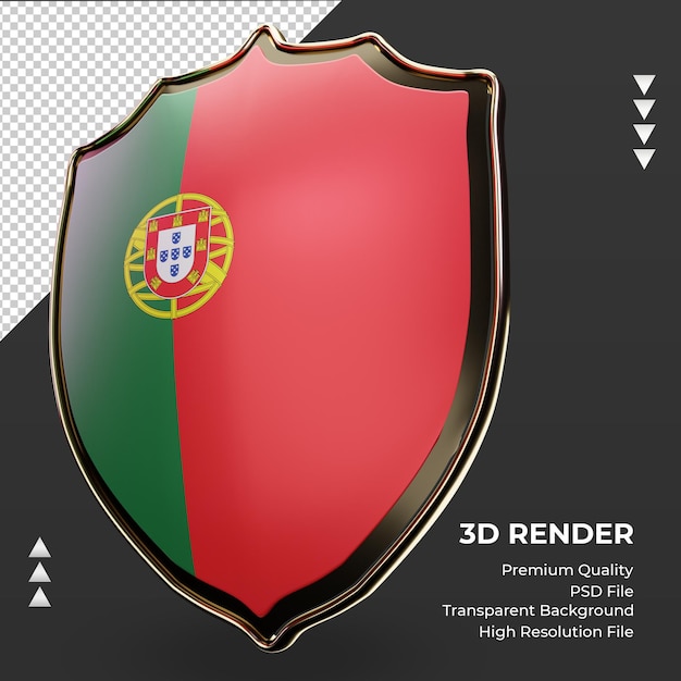 PSD escudo 3d bandera de portugal renderizado vista derecha