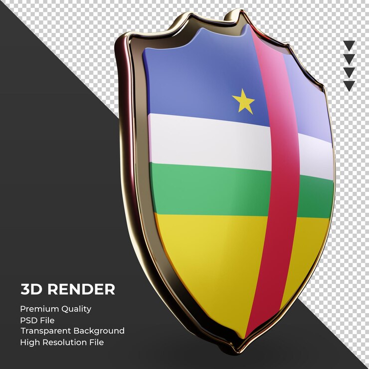 PSD escudo 3d bandera de la república centroafricana que representa la vista izquierda
