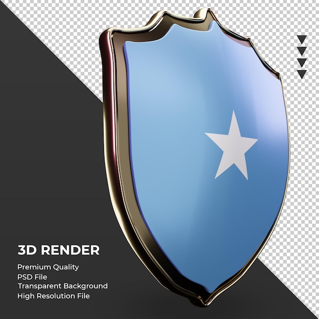 Escudo 3d bandera de somalia renderizado vista izquierda