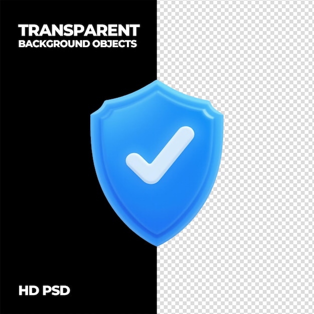 Escudo 3D con marca de comprobación