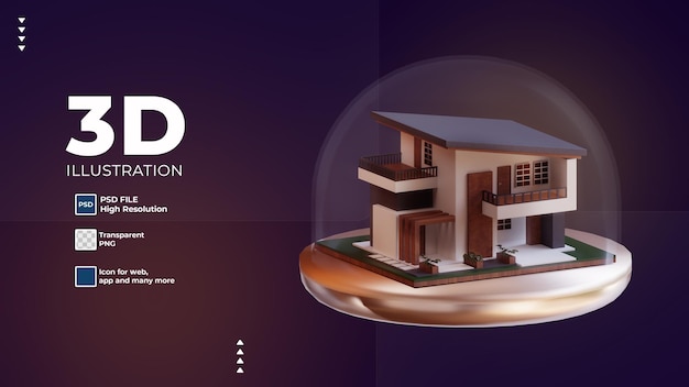 PSD escudo 3d proteger hogar