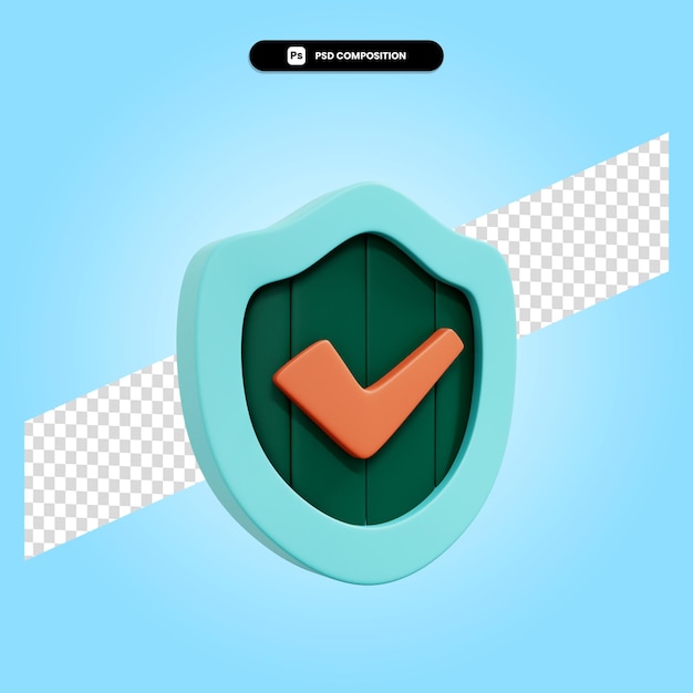 Escudo 3d render ilustración aislada