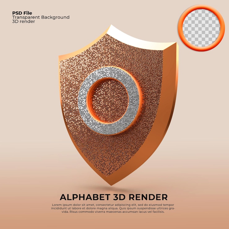 PSD escudo alfabeto o fuente oro 3d logo empresa