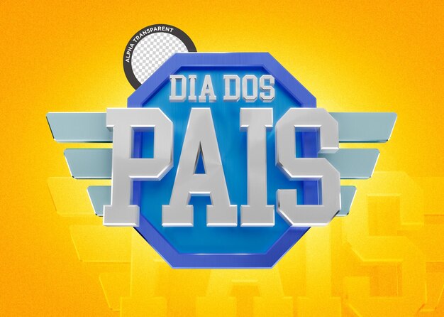 PSD escudo de armas azul metálico del día del padre con alas