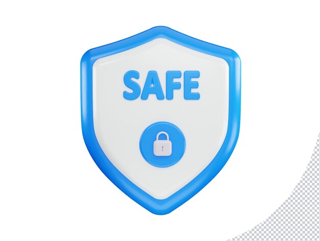 Un escudo azul con un candado y un icono de candado con ilustración de icono de vector 3d