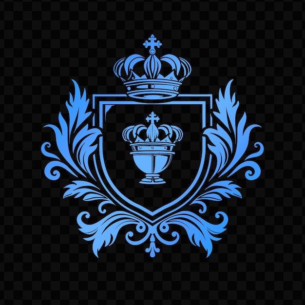 PSD un escudo azul con una corona y una corona dorada sobre un fondo negro