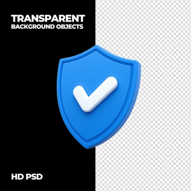 Escudo azul con una marca de comprobación blanca que representa la seguridad y la confirmación