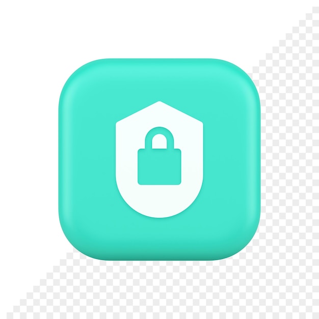 Escudo de bloqueo botón de seguridad privacidad bloqueado servicio de contraseña aplicación web icono realista 3d