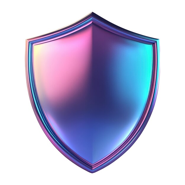 Escudo brillante con gradiente aislado sobre un fondo transparente