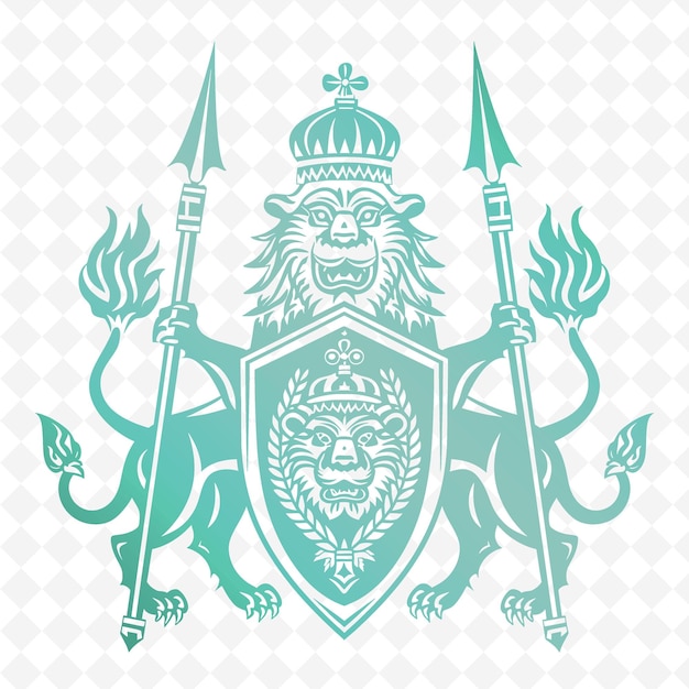 un escudo con una cabeza de león en él