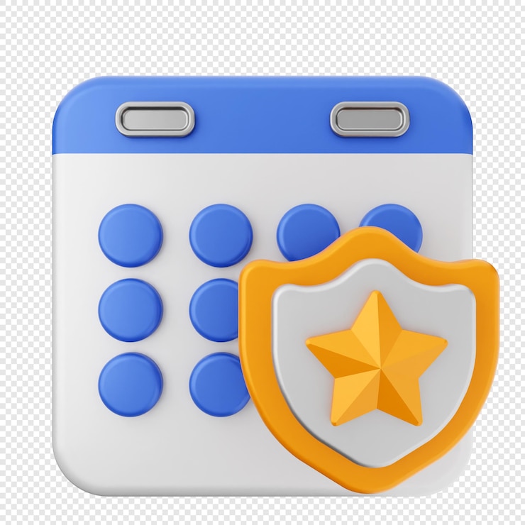 PSD escudo de calendario en 3d