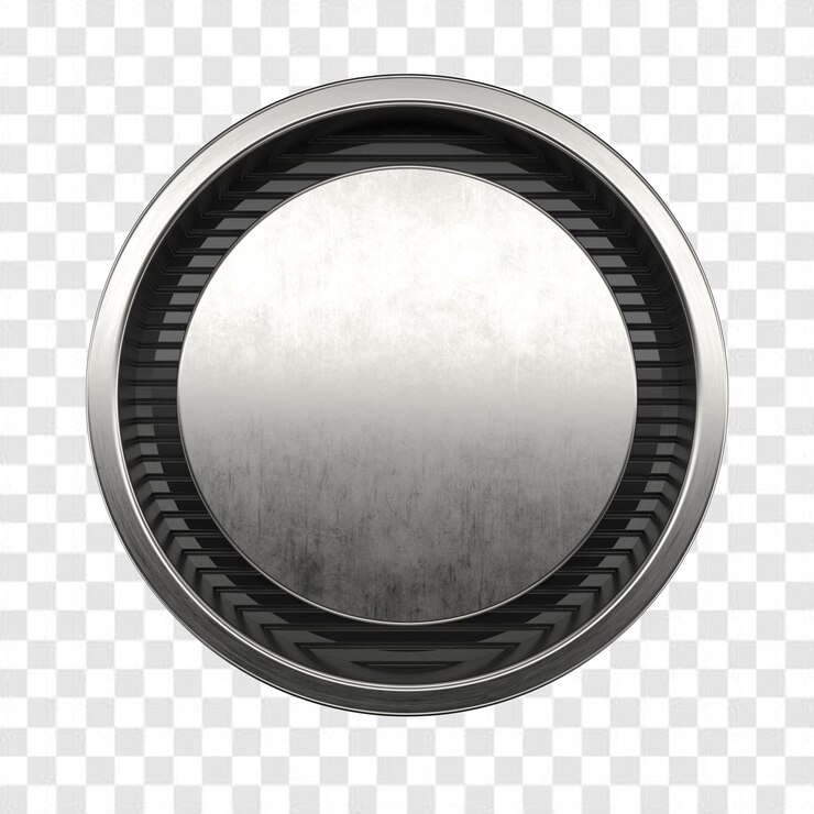 Escudo circular plateado 3D para composición