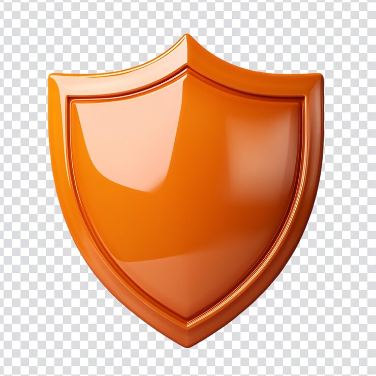 Un escudo de color naranja en un fondo transparente