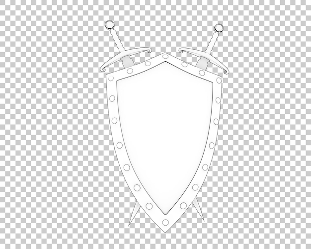 Escudo com espadas isoladas em fundo transparente ilustração de renderização 3D