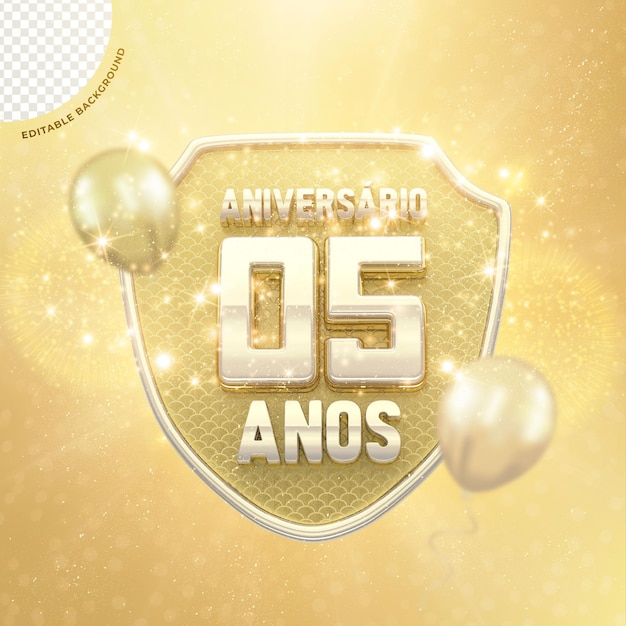 PSD escudo comemorativo de aniversário 05 anos