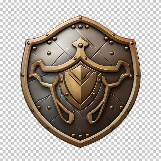 PSD escudo de cavaleiro medieval isolado em fundo transparente