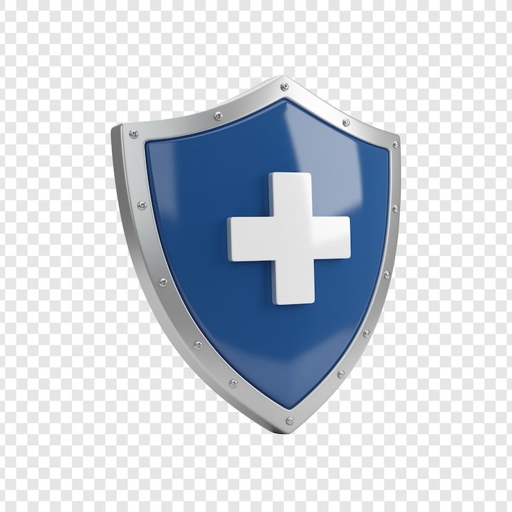 PSD escudo de proteção da saúde em fundo transparente