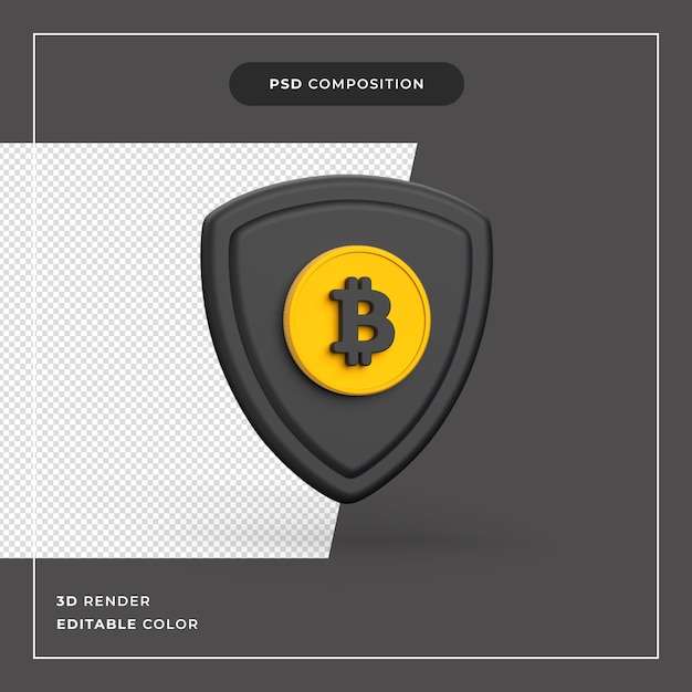 Escudo de segurança bitcoin 3d