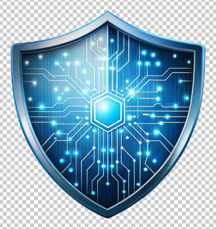 PSD escudo digital que representa conceptos de ciberseguridad aislados sobre un fondo transparente