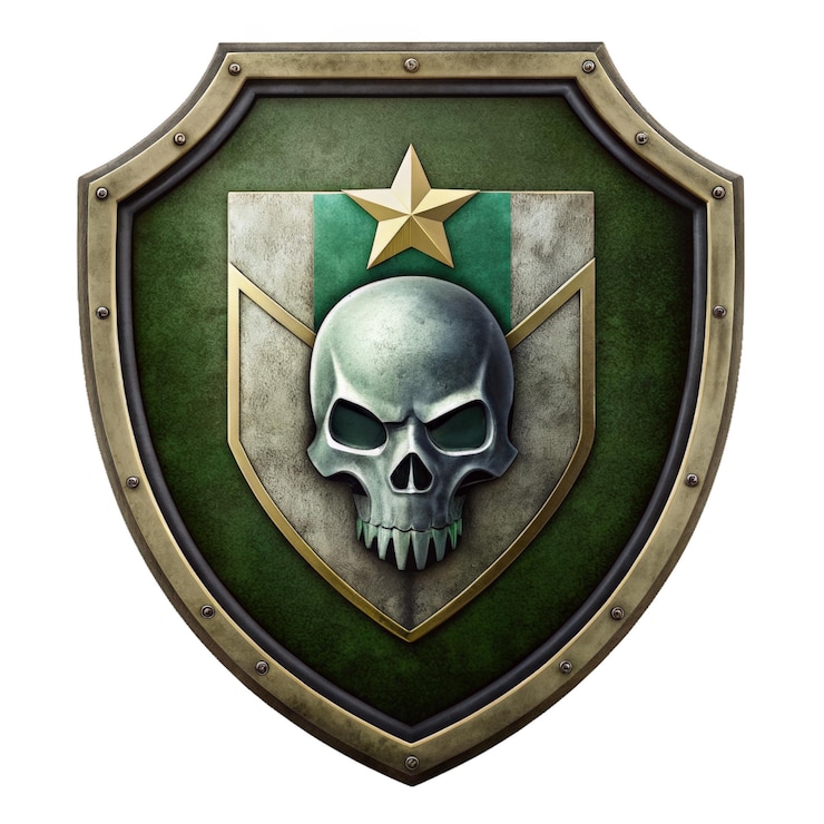 PSD escudo do exército com crânio isolado renderização 3d