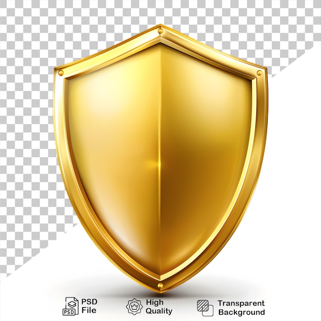 PSD un escudo dorado sobre un fondo transparente con un archivo png