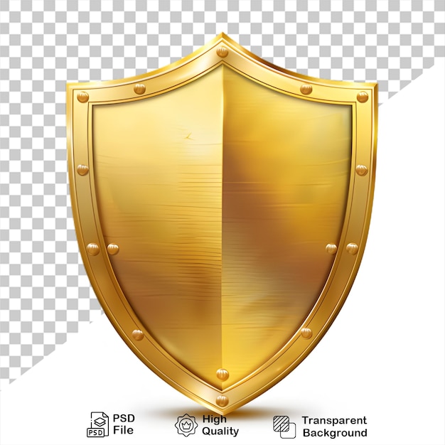 PSD un escudo dorado sobre un fondo transparente con un archivo png