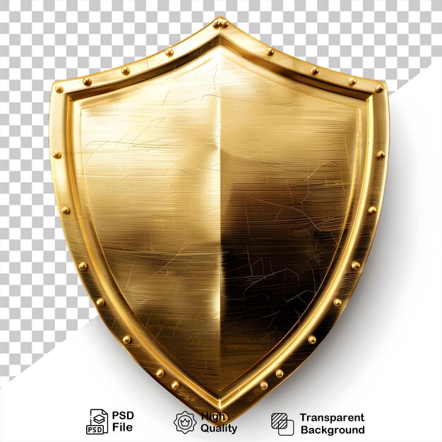 PSD un escudo dorado sobre un fondo transparente con un archivo png