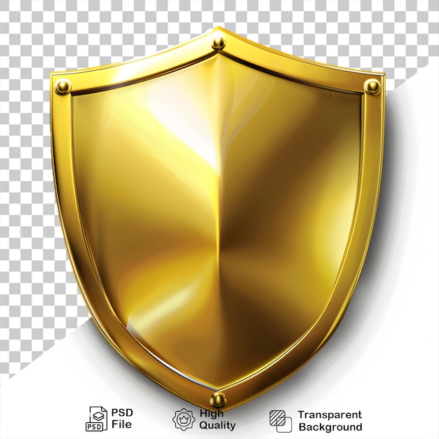 PSD un escudo dorado sobre un fondo transparente con un archivo png