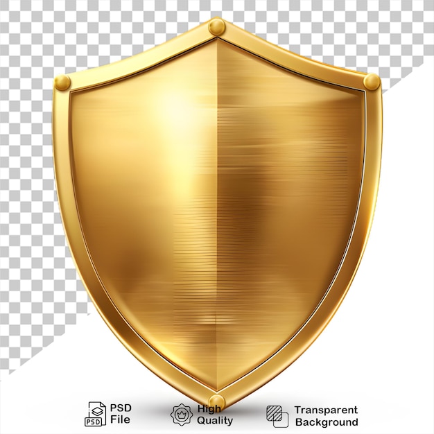 PSD un escudo dorado sobre un fondo transparente con un archivo png