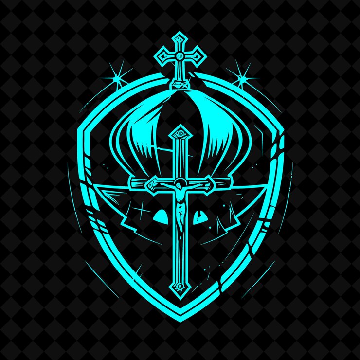 PSD un escudo con una espada y un escudo en la parte superior