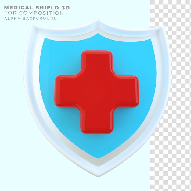 PSD escudo médico de renderizado 3d