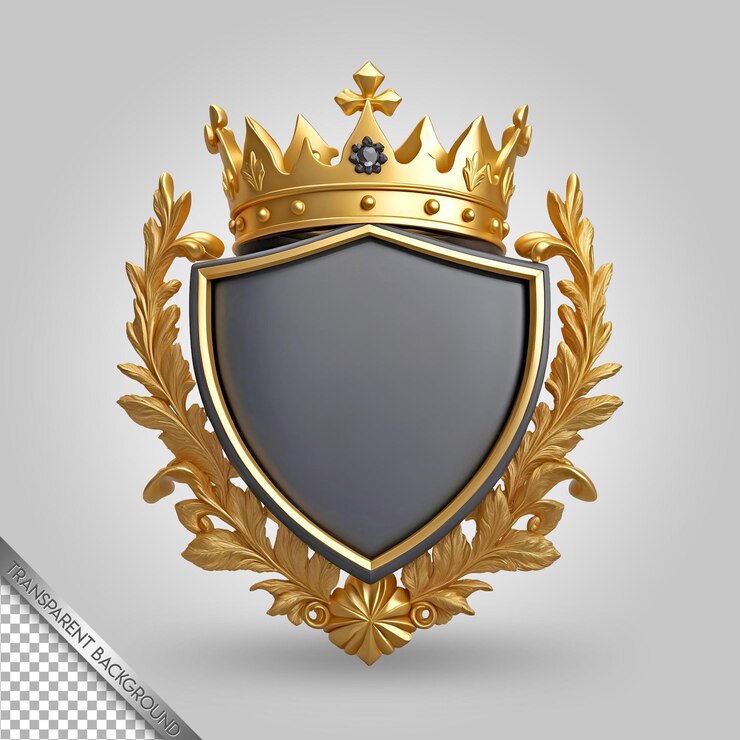 PSD un escudo de oro con una corona y una corona en él