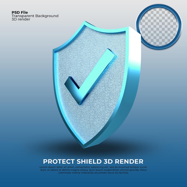 Escudo de protección 3D Render Color azul