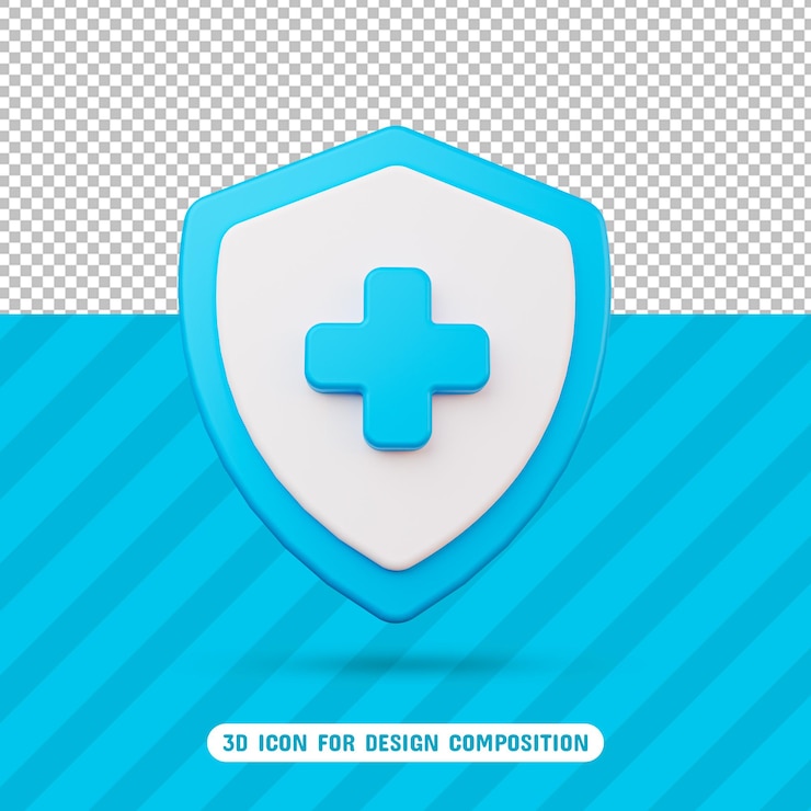 Escudo de protección de la salud 3D en 3D Rendering aislado