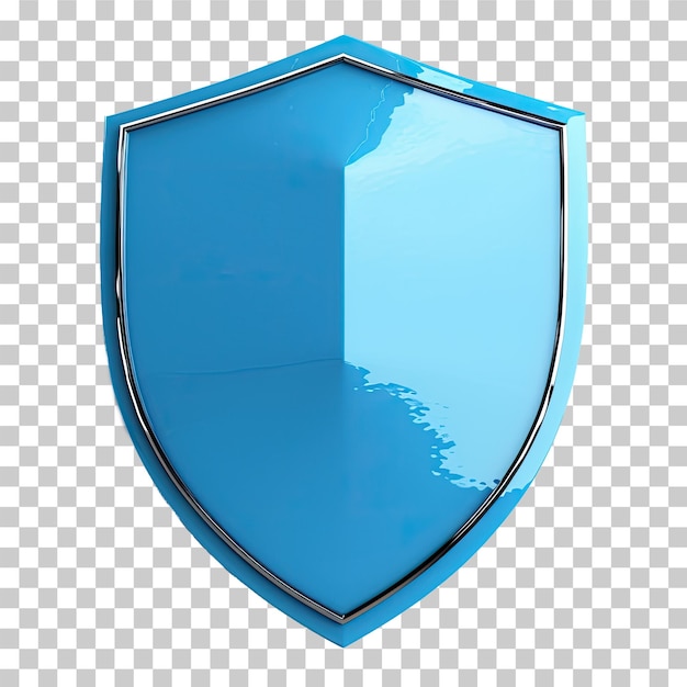 PSD escudo protector de color azul sobre un fondo transparente