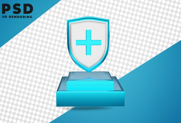 Escudo de salud de protección médica 3d aislado