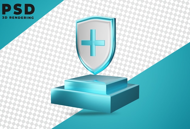 Escudo de salud de protección médica 3d aislado