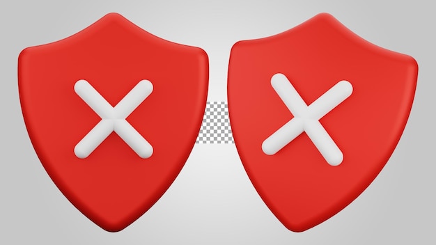 Escudo con signo de cruz sobre fondo transparente 3D Render