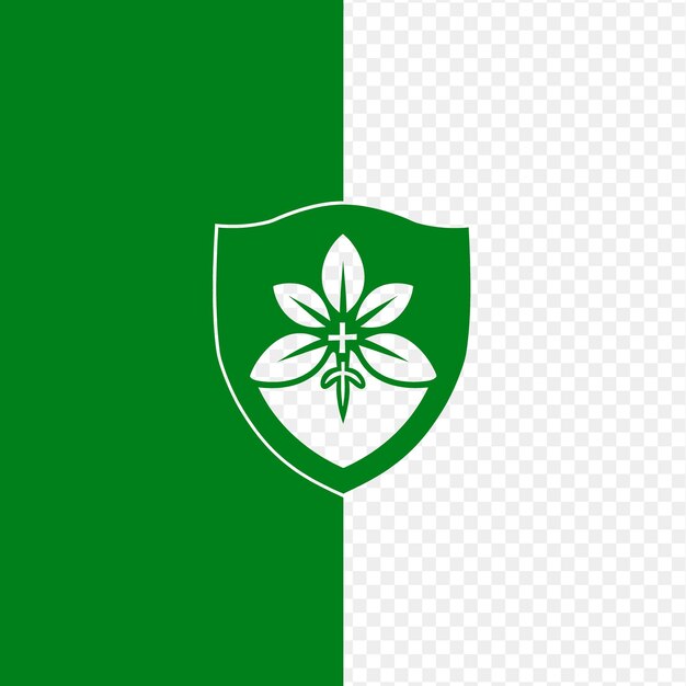 PSD un escudo verde con una flor de loto en él