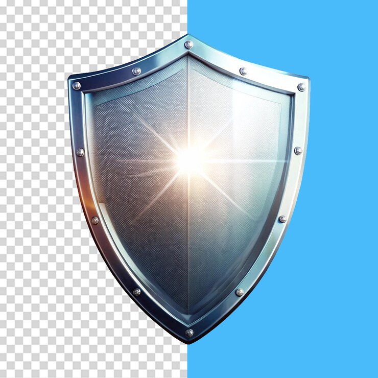 PSD escudo de vidrio aislado sobre un fondo transparente