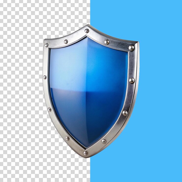 PSD escudo de vidrio aislado sobre un fondo transparente