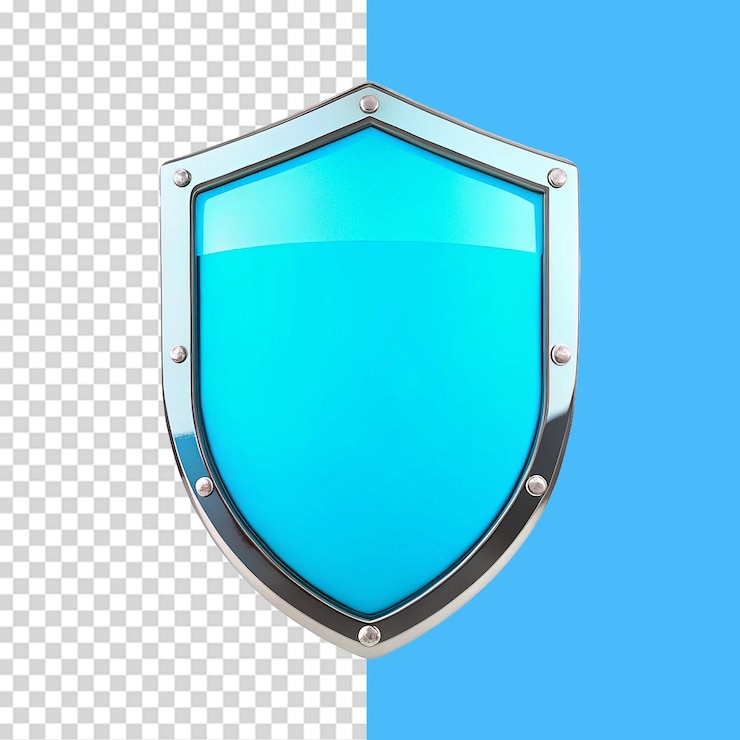 PSD escudo de vidrio aislado sobre un fondo transparente